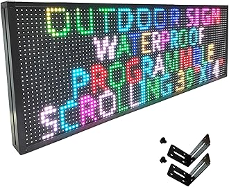 HS Programmable Scrolling Led Sign, Outdoor Digital Display Messsage Board, Full Color High Brightness WIFI Control,Text Customable, for Business Store Restaurant Public(P10 39''x14'')