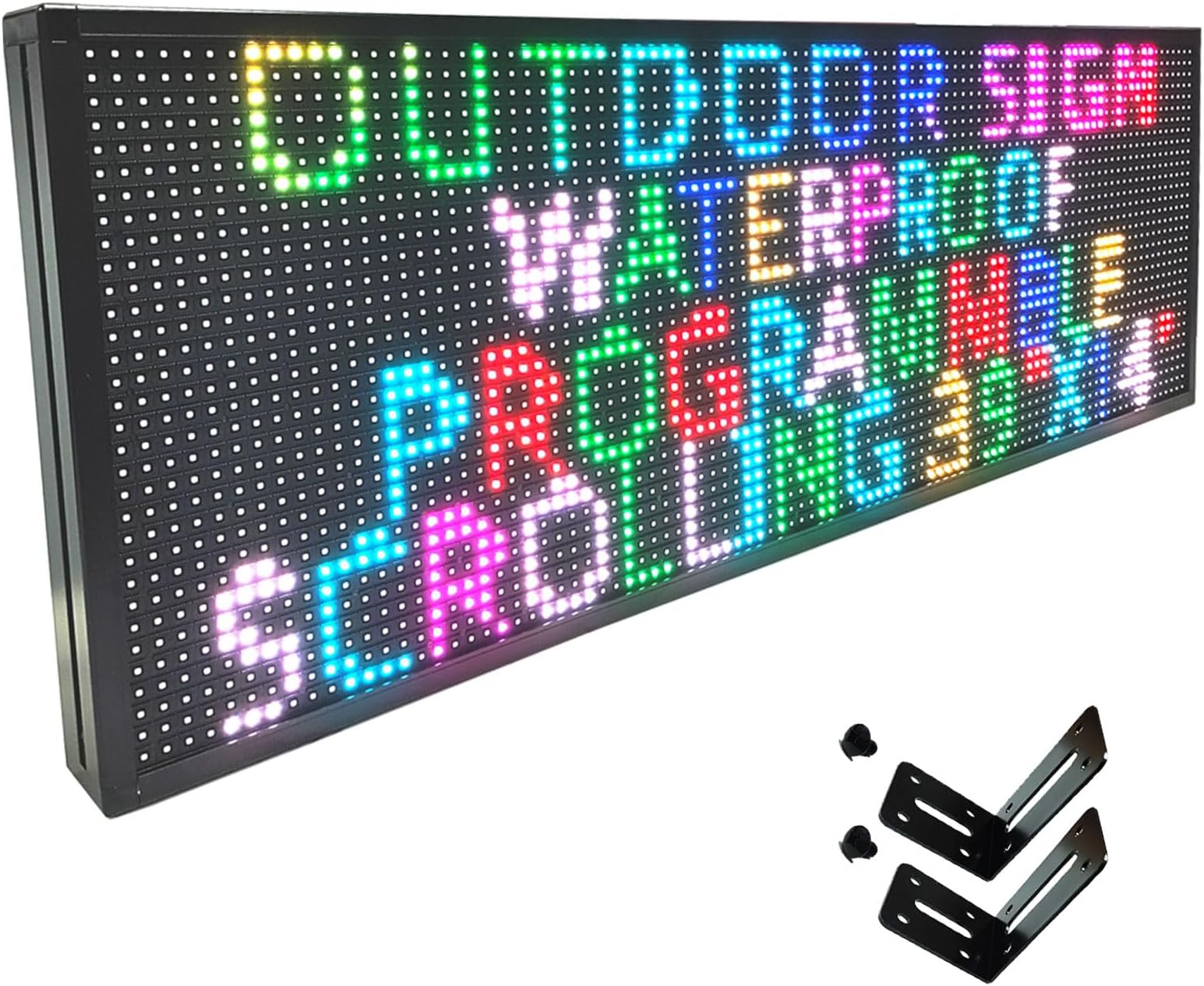 - HS Programmable Scrolling Led Sign, Outdoor Digital Display Messsage Board, Full Color High Brightness WIFI Control,Text Customable, for Business Store Restaurant Public(P10 39''x14'')