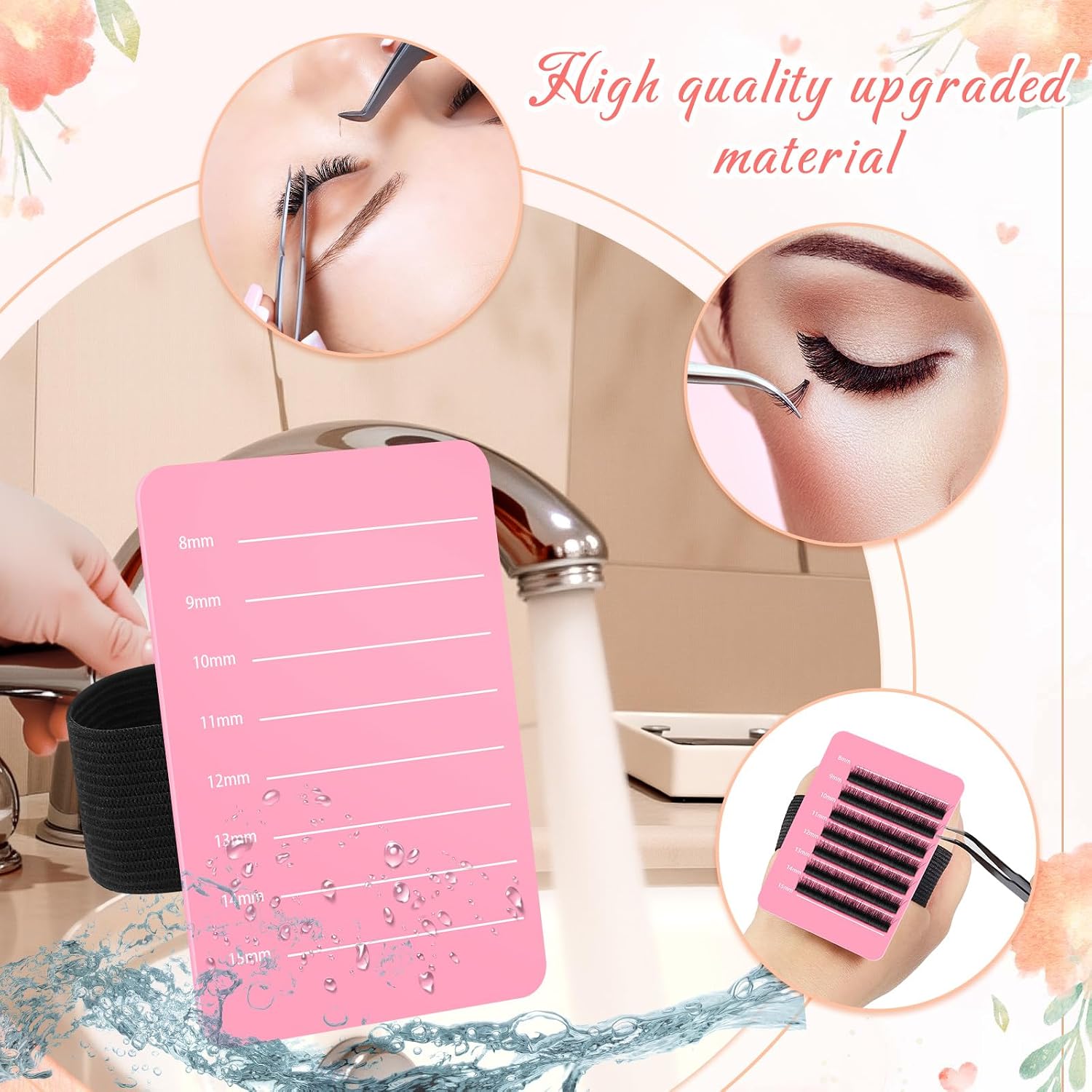 Patelai 4 Pcs Lash Extension Holder for Hand, Adjustable,8-15 mm,Pink image 3