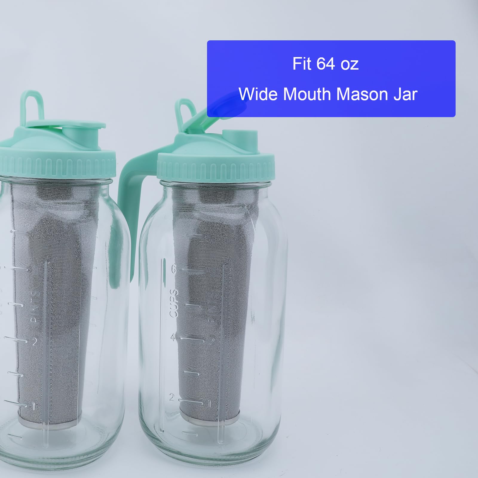Fermus Filtre à café à froid pour infuseur à grand goulot Mason en acier inoxydable 304 avec anneau d'étanchéité pour thé, fruits, café