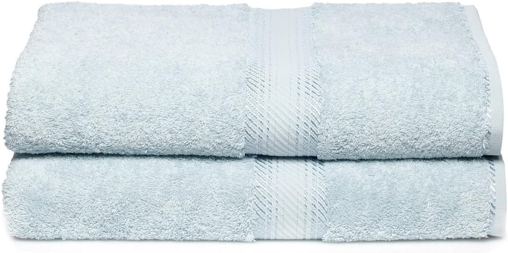 Chortex Rhapsody Royale%100 Turkish Cotton Bath Sheet, 35 x 60, Pack of 2, Duck Egg