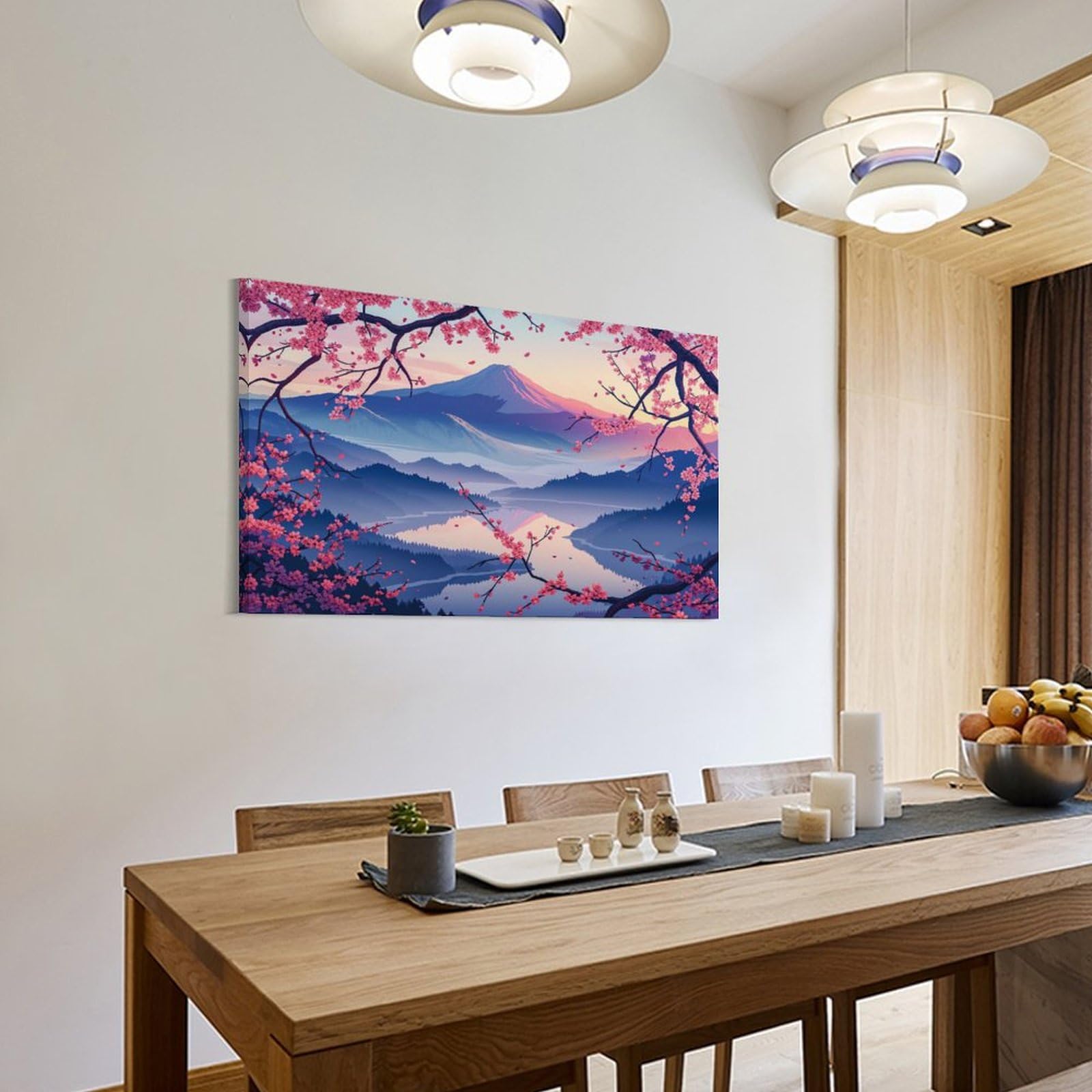 Amazon.co.jp: 絵画 富士山 桜湖 水彩画インテリア 絵画