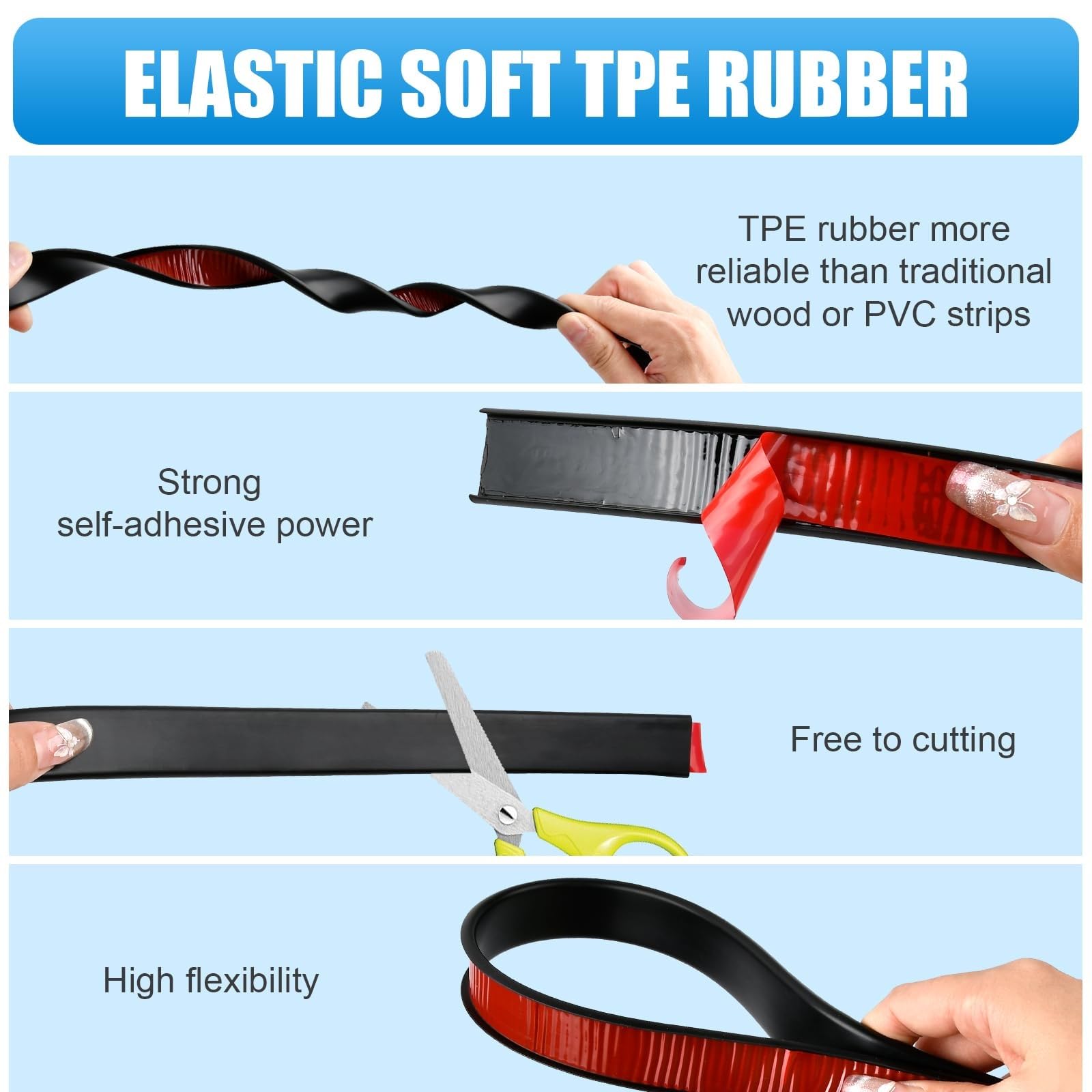 U-vormige Randband 28 Mm X 3000 Mm Zelfklevende Flexibele TPE Fineerrandbescherming Zwart Voor Meubelreparatie