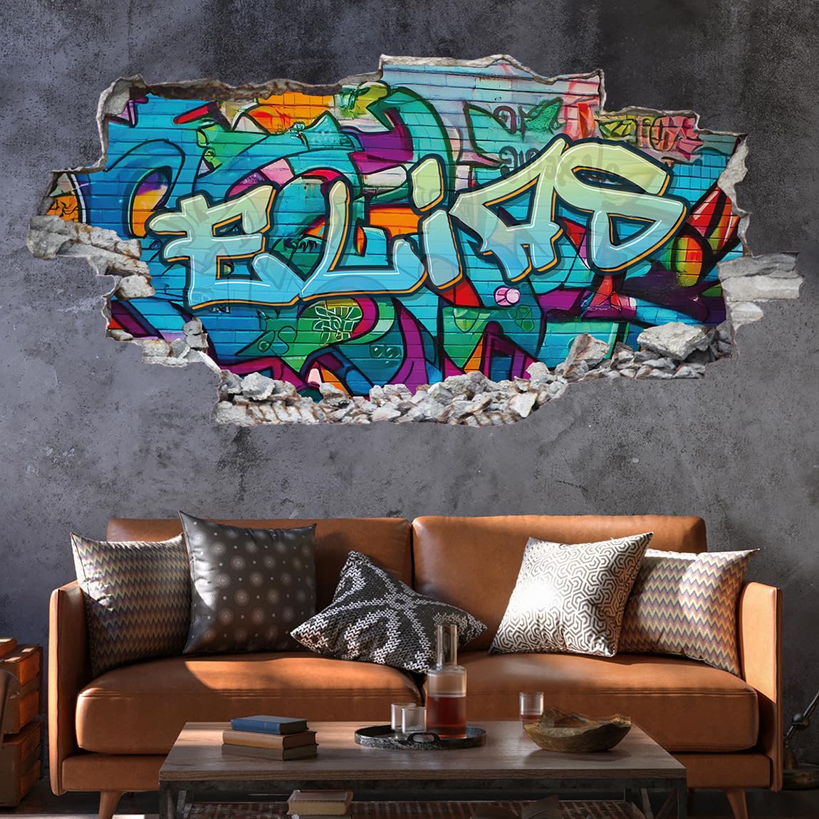 tjapalo® p64 3D Wandtattoo Graffiti Name Wandtattoo Kinderzimmer Junge Teenager Cooles wandtattoo Cool Wandsticker jungenzimmer jungs, Größe: B100xH58cm