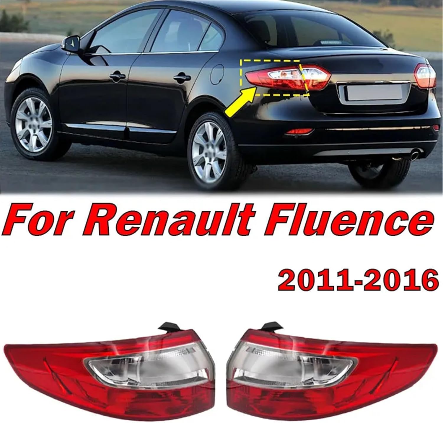 Compatible With Renault Fluence 2011-2016 Car Accessories Rear Tail Light Brake Lamp Signal Lamp Taillight Car Light Housing Without Bulbs(Only Right)