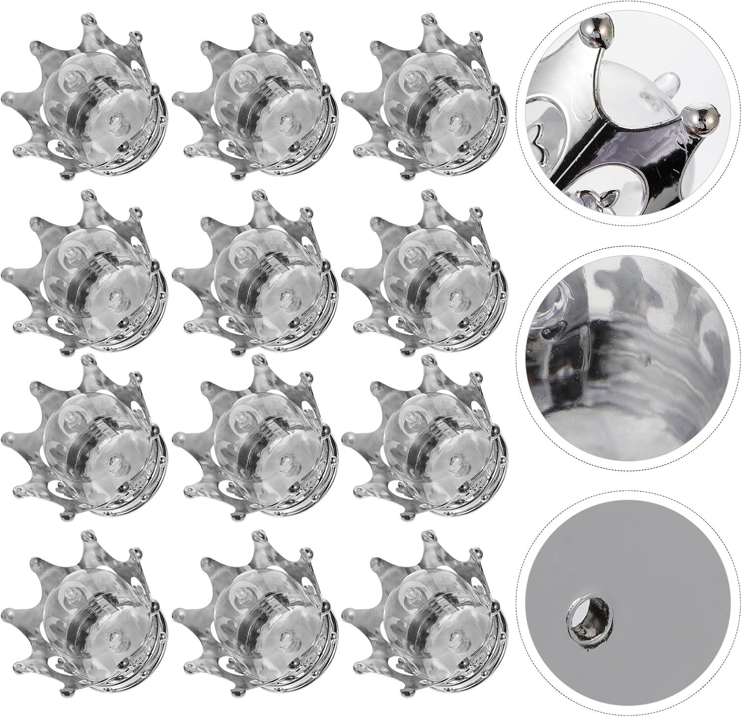 Silver Crown Candy Boxes, 48Pcs Hollow Crown Party Favors Decorative Candy Containers for Weddings, Baby Showers, Princess Birthday Parties, and Festivals