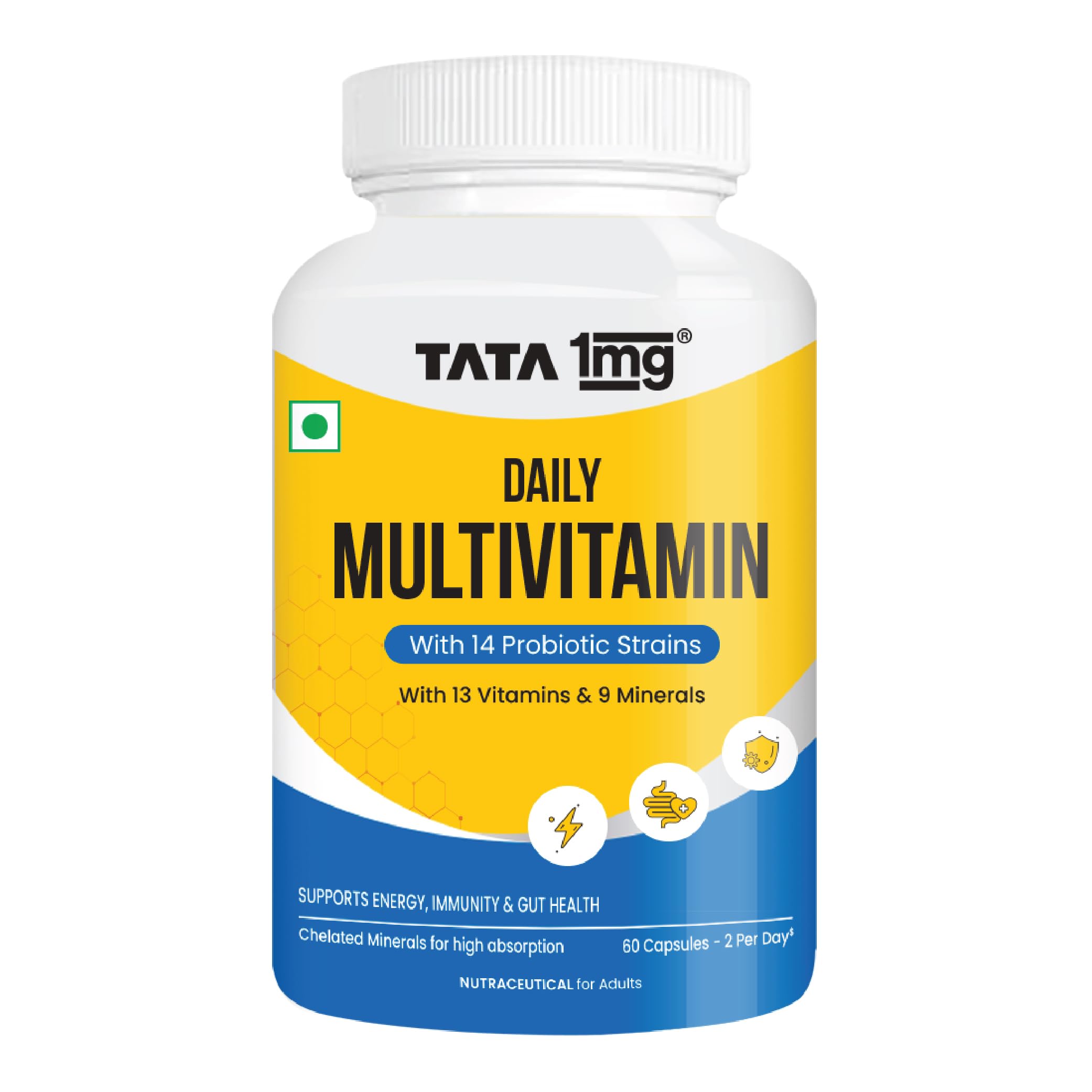 Tata 1mg Daily Multivitamin with 13 Vitamins, 9 Minerals, Probiotics & Botanicals | Energy & Immunity Support | 60 Capsules-image-20