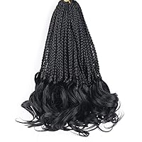 Vista 44 de Cabello de ganchillo con rizos franceses, trenzas de cabello de ganchillo con puntas rizadas, 14 pulgadas, preenlazadas, trenzas de caja tipo diosa