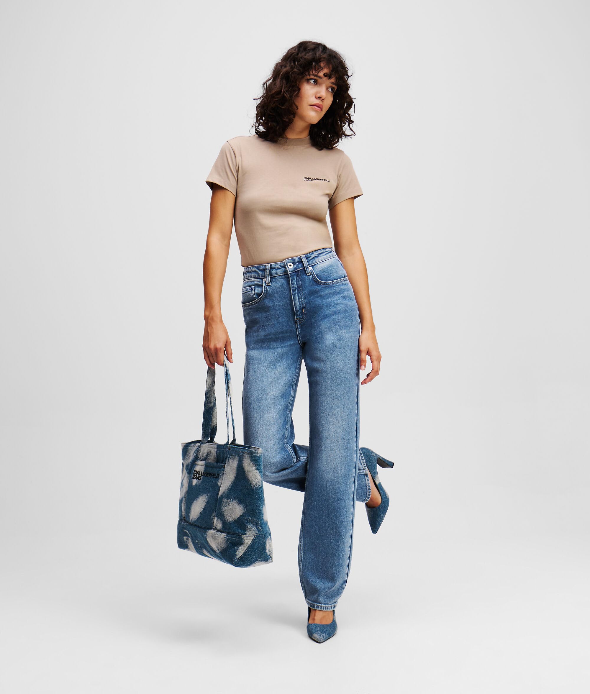 Karl Lagerfeld Jeans, Damskie, High Rise Straight Denim, Prosta Nogawka