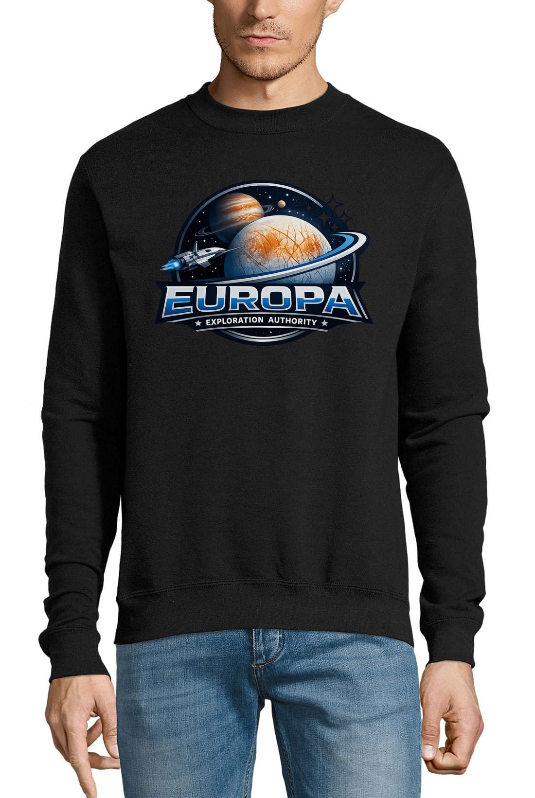 Exploration Mission to Jupiter's Moon Europa bawełniany sweter bluza sweter sweter czarny