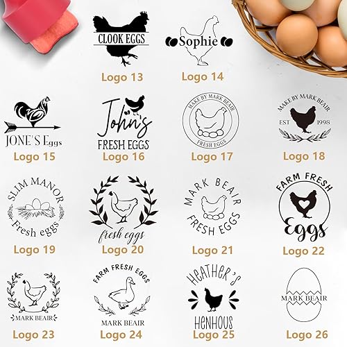 Miniatura 6 de Sellos de huevos para huevos frescos, sello de huevo personalizado con almohadilla de tinta, sello de huevo de goma, diseños únicos para marca de