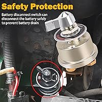 Vista 2 de Interruptor maestro de desconexión de batería de 12-48V, interruptor de corte de energía de batería de alta corriente de 200A con placa frontal