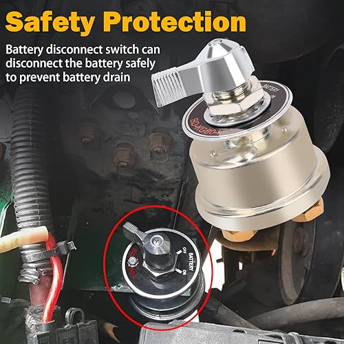 Vista 2 de Interruptor de desconexión de batería principal de 12-48 V, interruptor de aislamiento de corte de batería de alta corriente de 200 A con placa