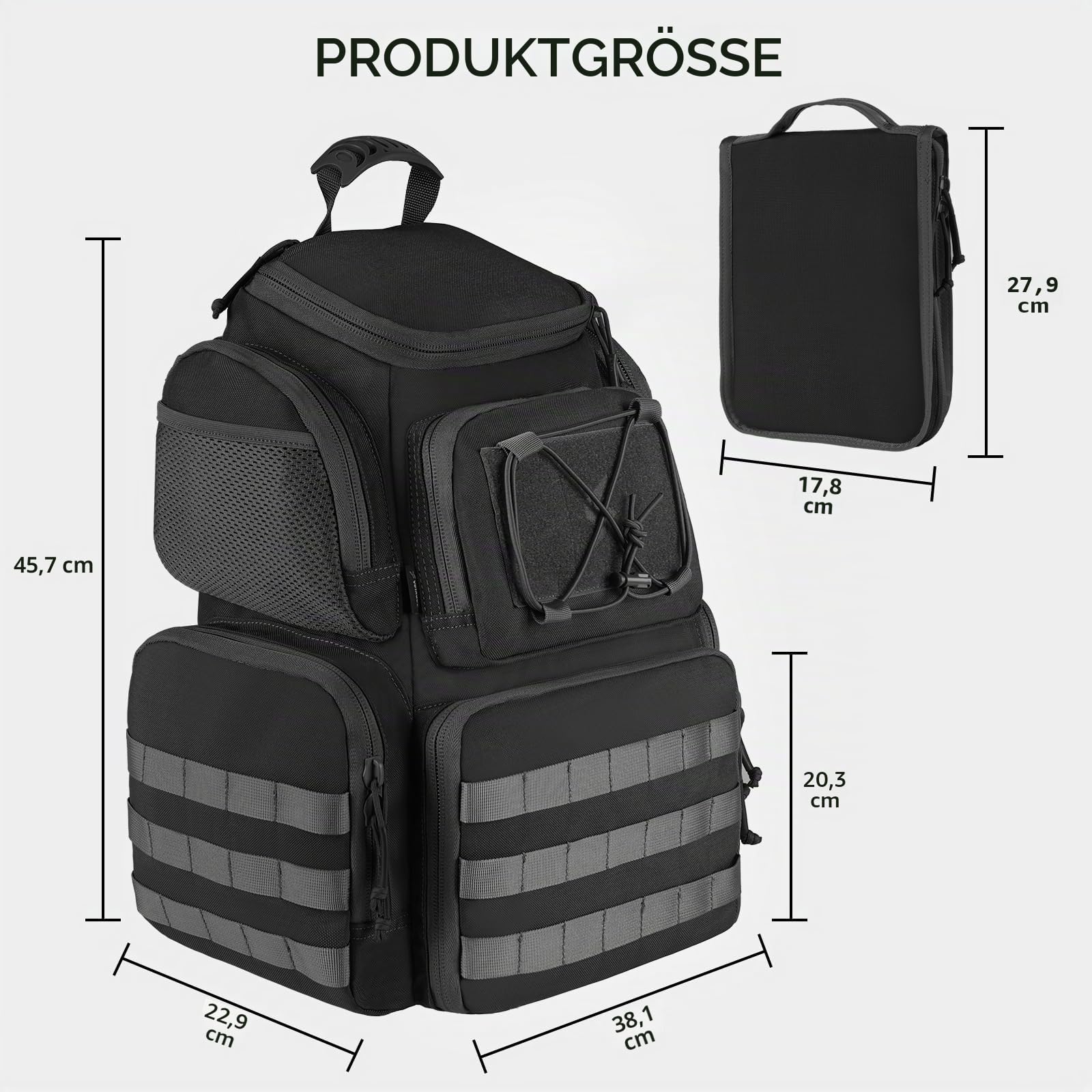 VOTAGOO Taktischer Rucksack für Handfeuerwaffen, Munition, 3 Pistolentaschen, für Jagd, Militär, Wandern