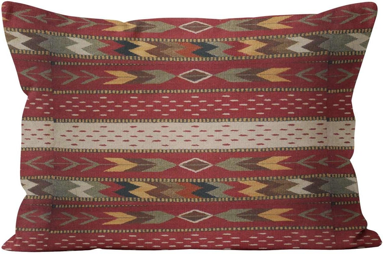 SukllyBeauty Navy Turquoise and Coral Ikat Paisley Hidden Zipper Home Decorative Rectangle Throw Pillow Cover Cushion Pillowcase 12"x20"