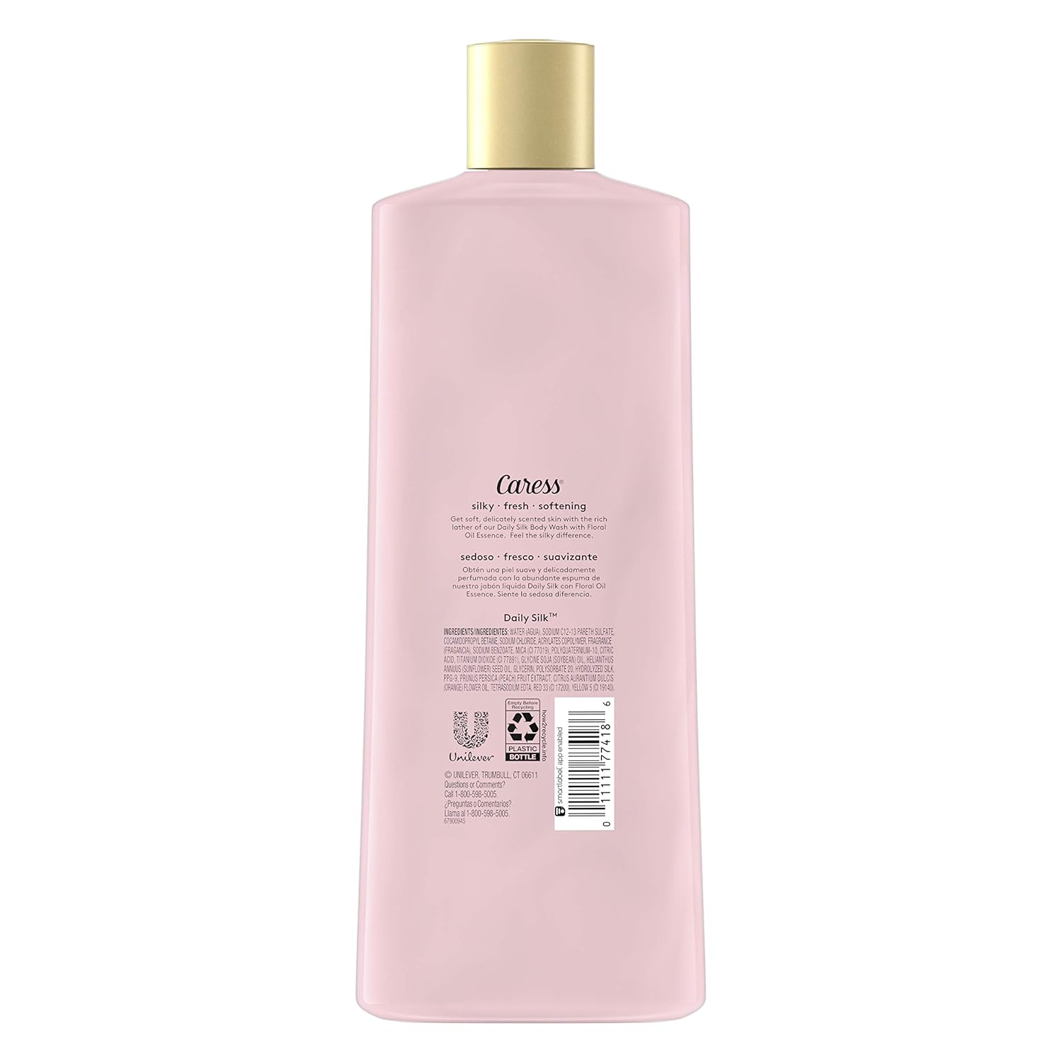 Caress Hydrating Body Wash For Noticeably Silky Soft Skin Daily Silk Extract & Floral Oil Essence 18 oz, Pack of 6, pink