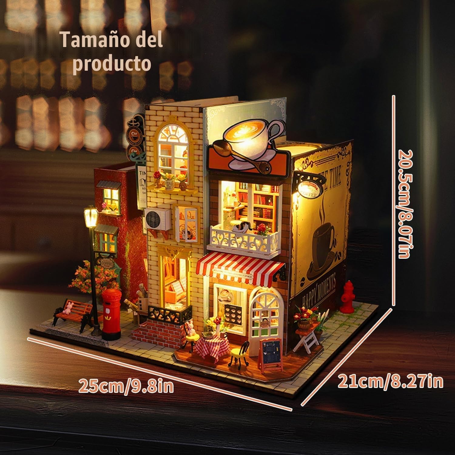 CRIOLPO Casa de Muñecas en Miniatura, Kit de Casa de Muñecas de Madera Kits de Modelos de Decoración, Kit de Book Nook DIY 3D para Adultos Niños Cumpleaños Regalos(Fuera del Libro)