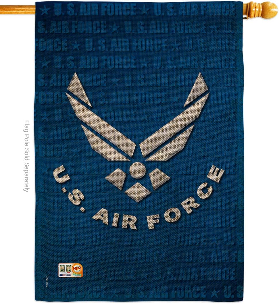 Air Force US Burlap House Flag Armed Forces USAF United State American Military Veteran Retire Official Small Decorative Gift Yard Banner Double-Sided Made In USA 28 X 40