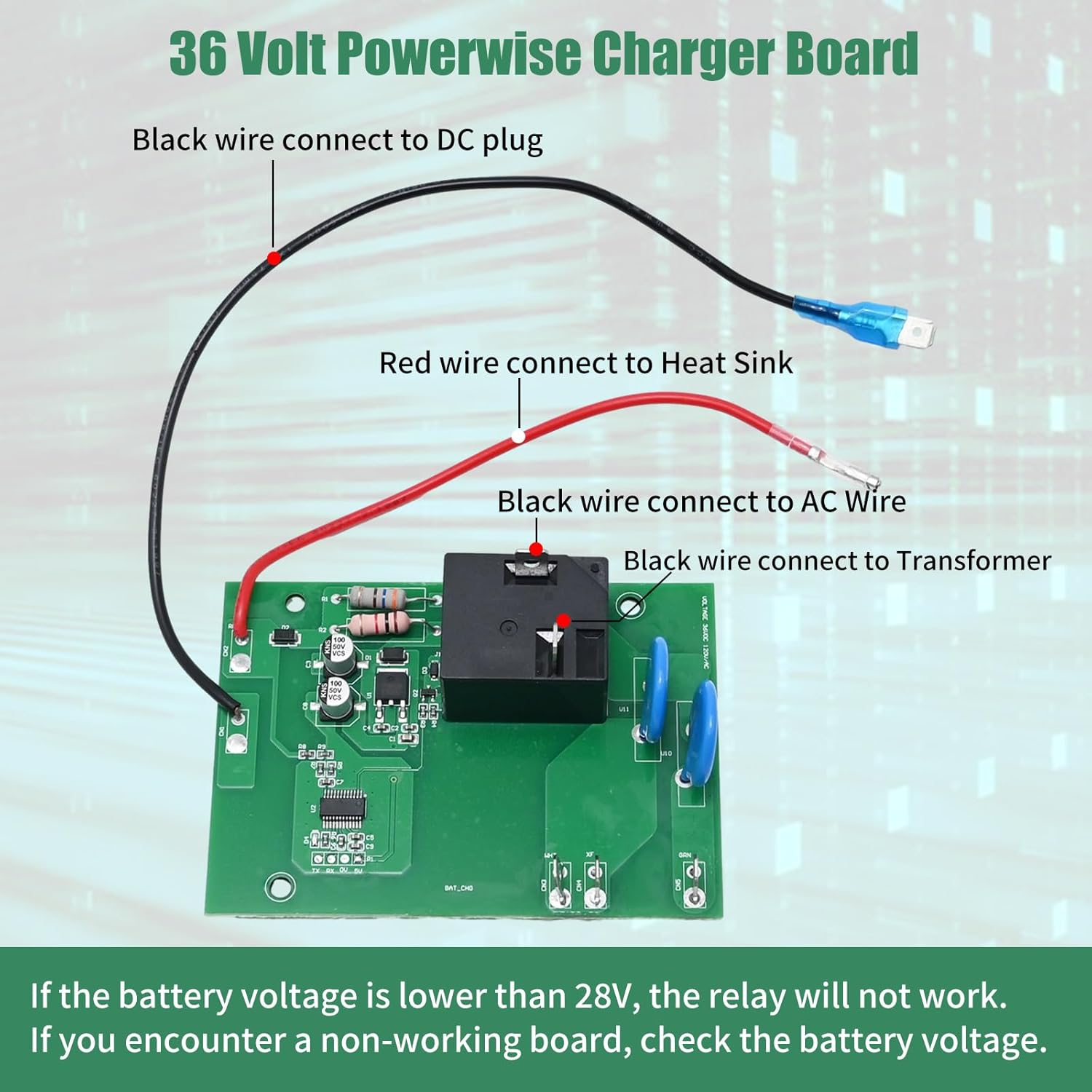 VIKKSAER Powerwise Charger Board, 36 Volt EZGO Charger Board, Power Control Board Replacement for Golf Cart Replaces#28667G01 28566G01 28566-G01 28566-G03 28126-G01 28667-G01 28126GO3