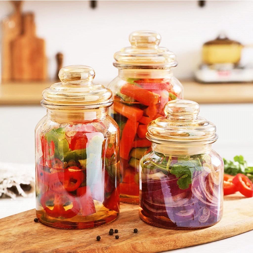Conjunto de recipientes de 3, diseño Retro con Tapas de Vidrio herméticas, for frascos de Vidrio prácticos y duraderos y duraderos y duraderos. (tamaño : A)