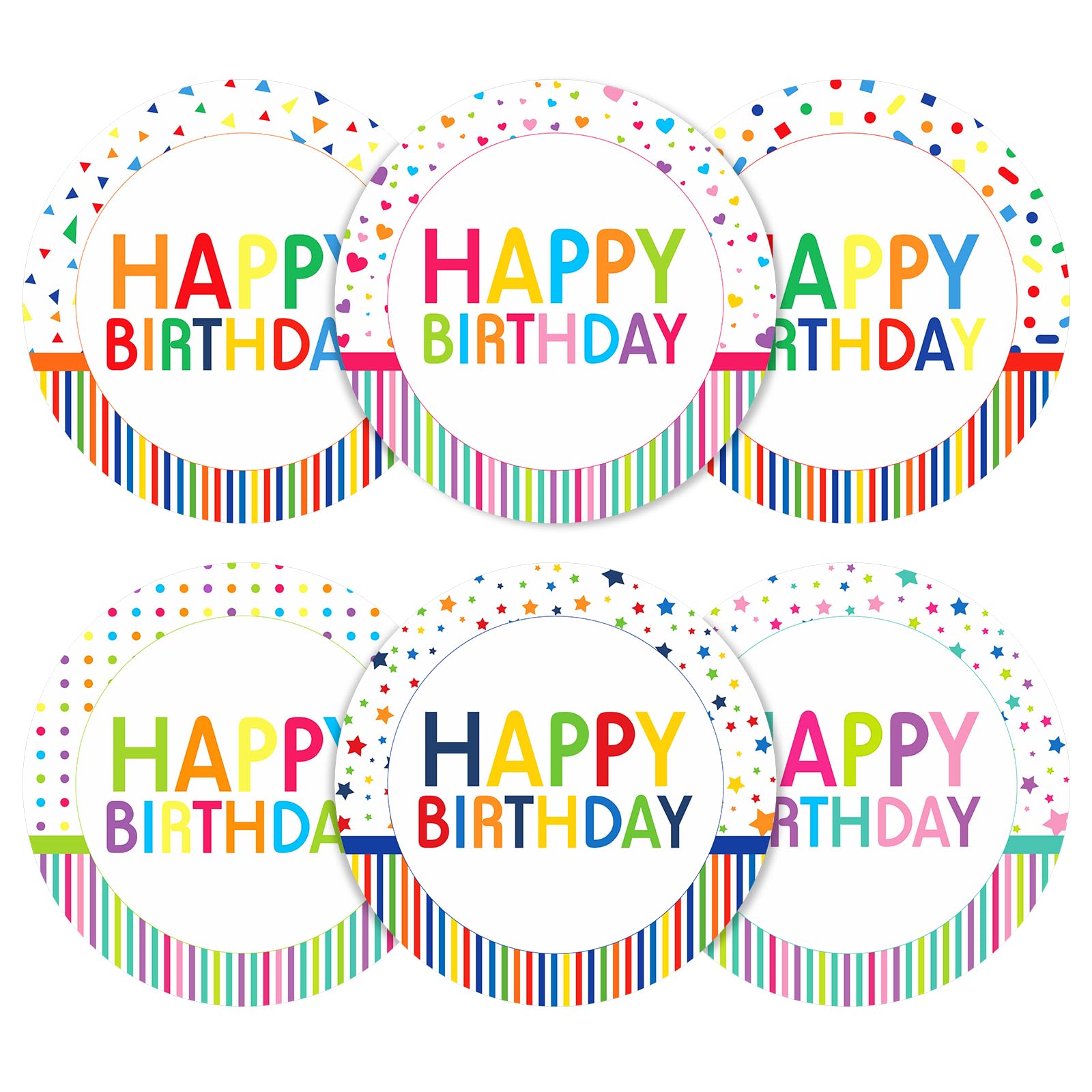 AnwyllHappy Birthday Stickers,120Pcs 2Inch Colorful Stripe Birthday Gift Stickers,Birthday Envelope Seal Label Sticker,Birthdays Party Favor Present Sticker for Birthdays Party Treat Bag Gift Wrap