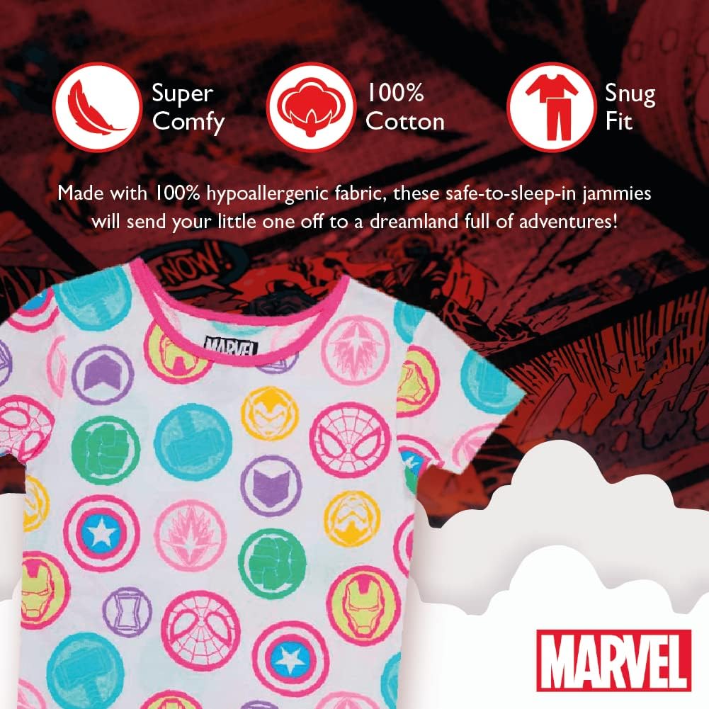 Marvel unisex-child 2-piece Snug-fit Cotton Pajama Set, Soft & Cute for Kids