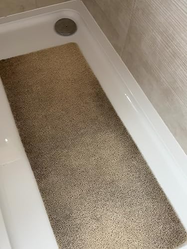 Loofah Extra lange douchemat voor badkuip, badmat antislip antischimmel antibacteriële zachte PVC badmat voor badkamer natte doucheruimten (40 x 100 cm) (beige Loofah Extra lange douchemat voor badkuip, badmat antislip antischimmel antibacteriële zachte PVC badmat voor badkamer natte doucheruimten (40 x 100 cm) (beige