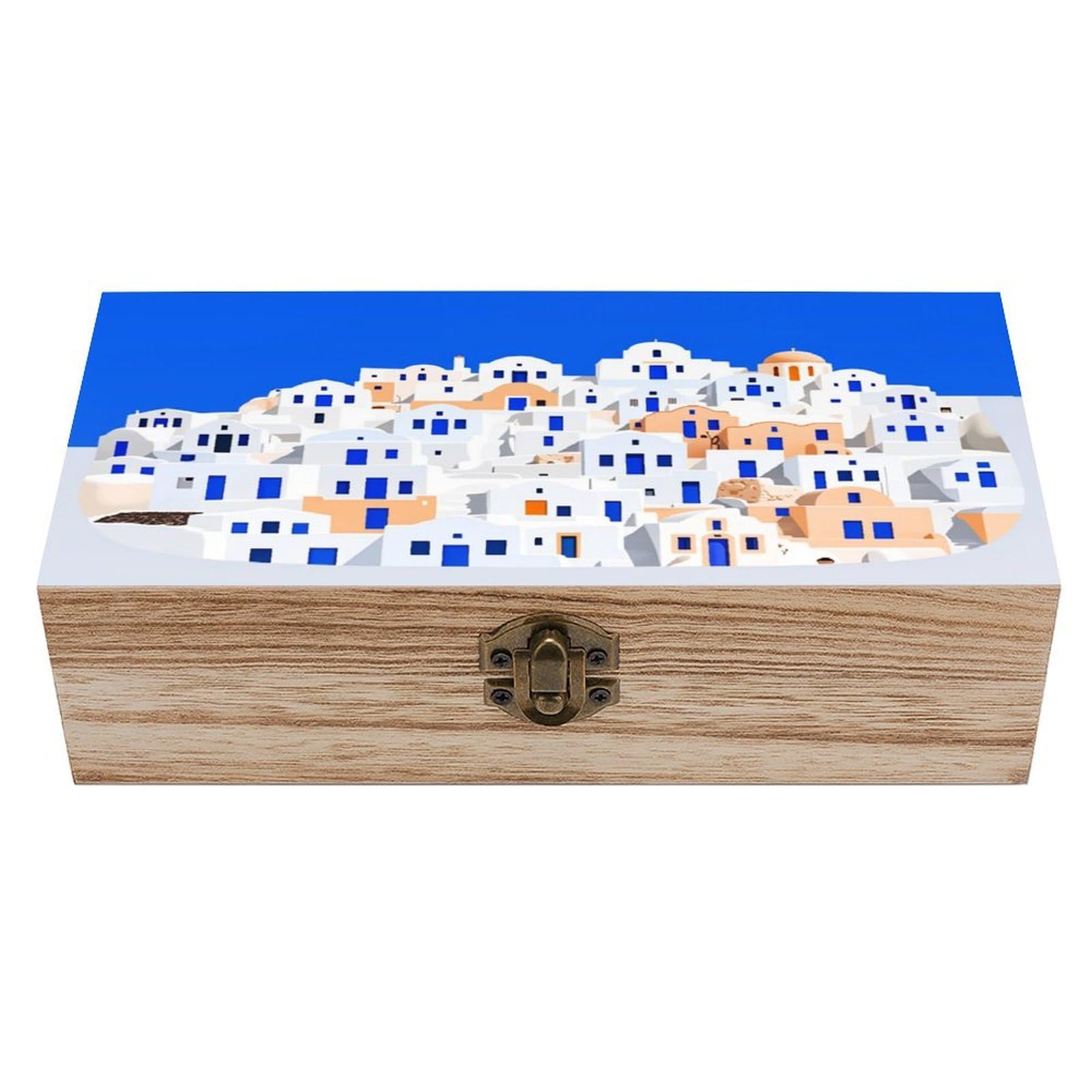 asbwuo Romantic Aegean Sea Vintage Wooden Keepsake Box