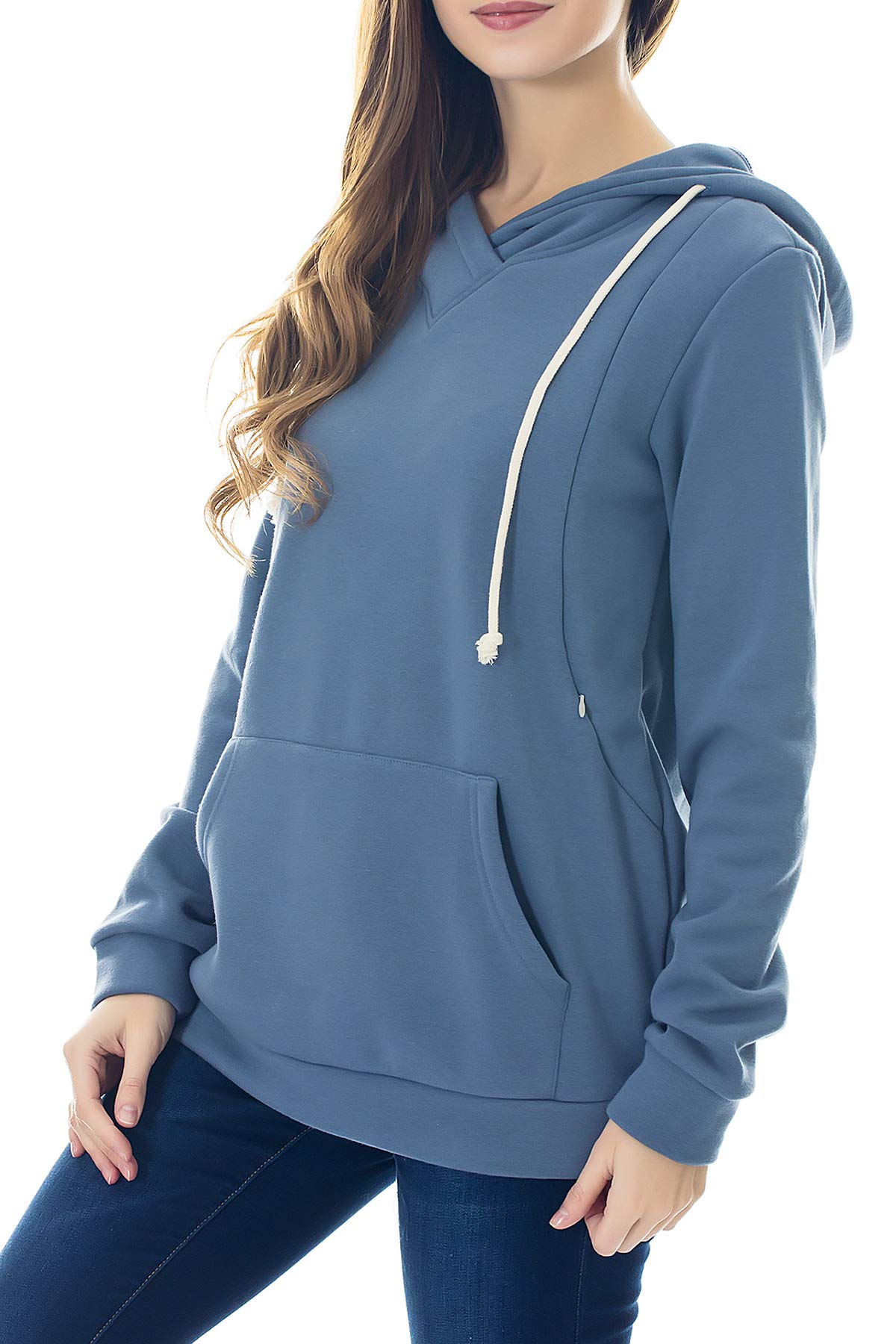 Smallshow Stillanzug Mutterschaft Fleece Stillpullover Stilloberteil Umstandsmode Hoodie Sweatshirt zum Stillen