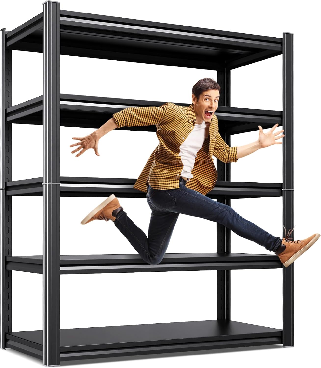 71.2''H Storage Shelves, 2500lbs Garage Shelving,Adjustable Heavy Duty Shelving Unit,5T Tall Garage Shelves，Metal Standing Shelf Units,Utility Rack For Kitchen Warehouse Industrial Basement 71*35*16