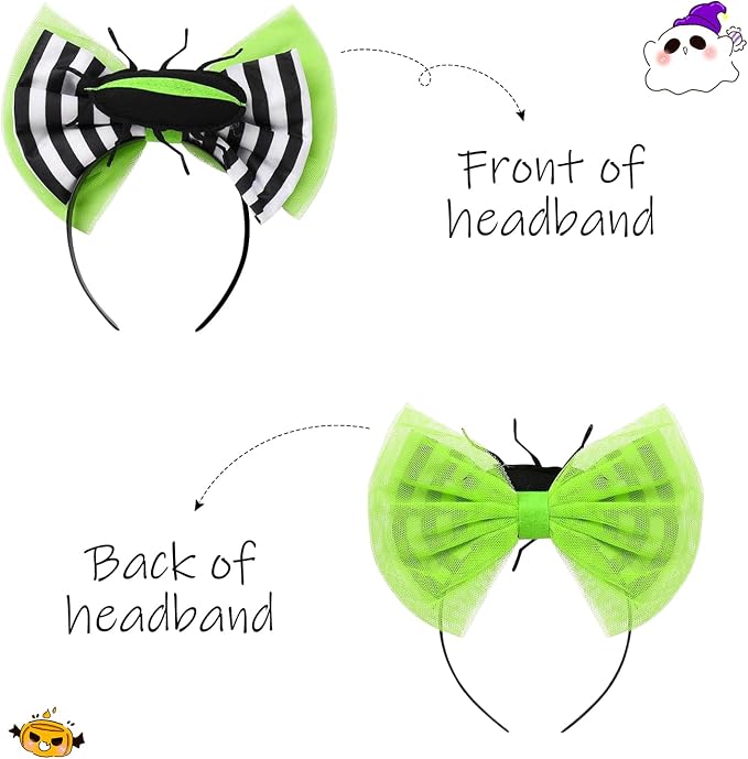 Disfraz de Halloween para niña con vestido a rayas y diadema miniatura 5
