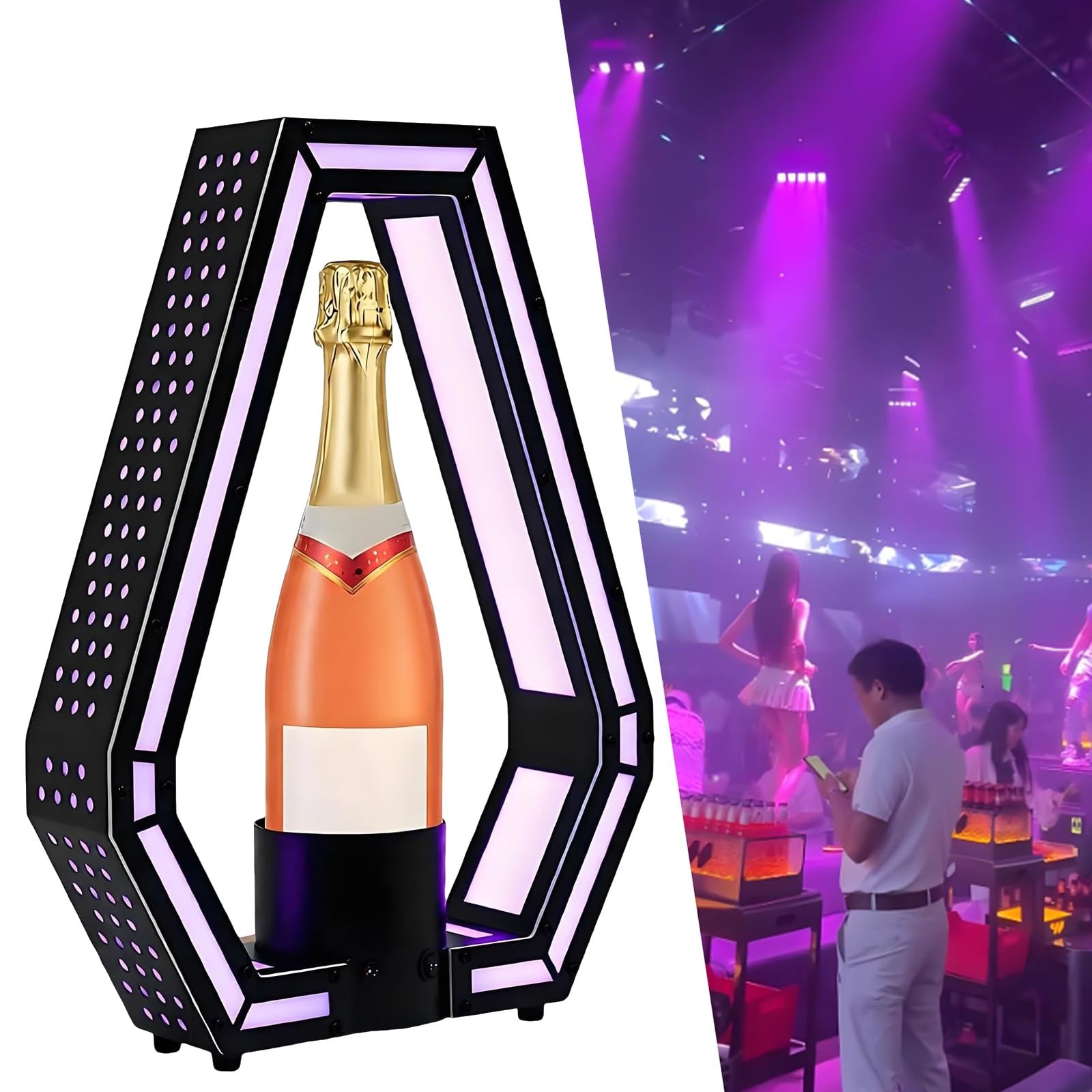 Étagère lumineuse à LED pour bouteille de vin avec système de couleur réglable