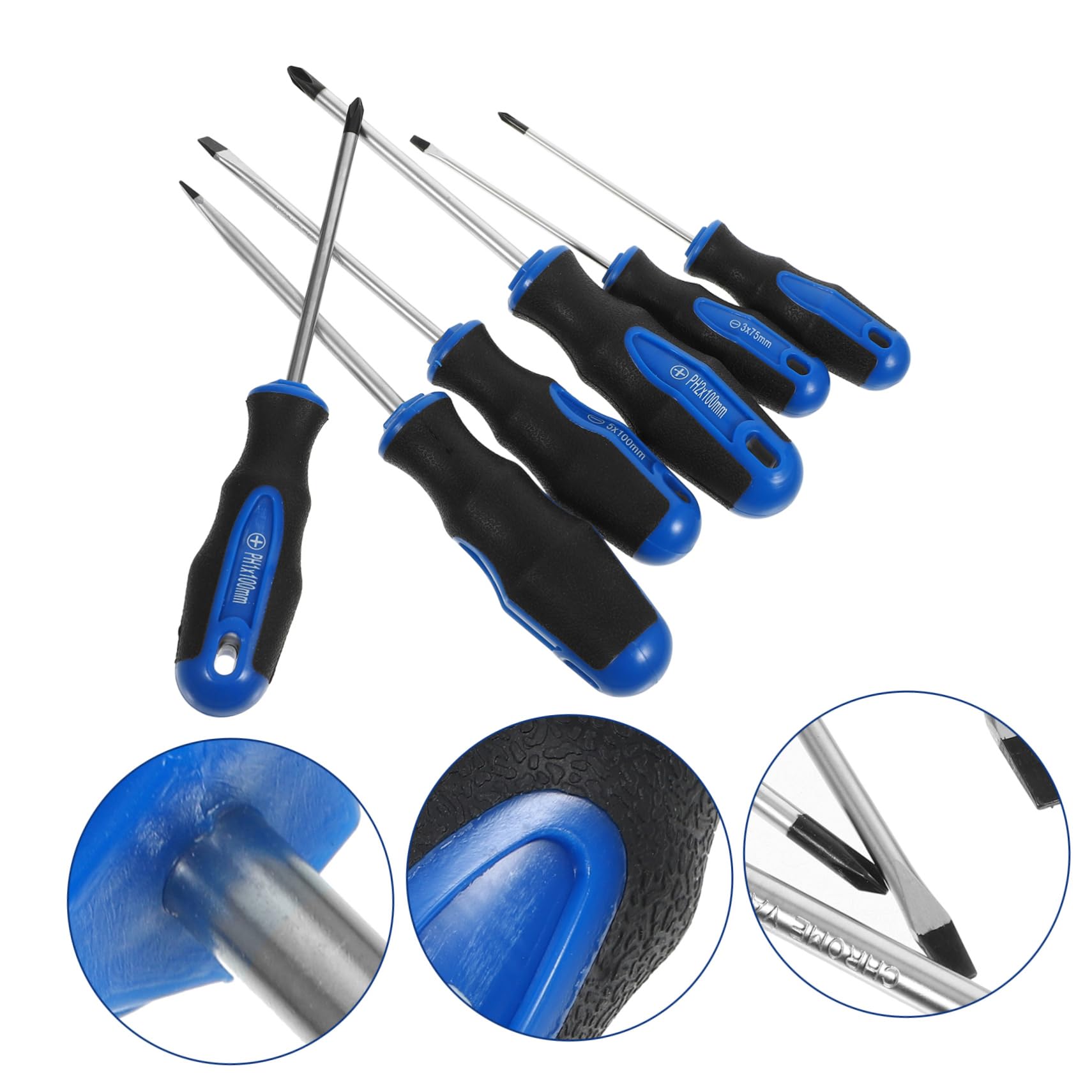 Uonlytech 5 Set Set Di Cacciaviti Utensile Di Riparazione Attrezzi Manuali Cacciavite A Mano Cacciavite Magnetico Strumento A Croce Per Riparazione Auto 6 Pezzi * 5