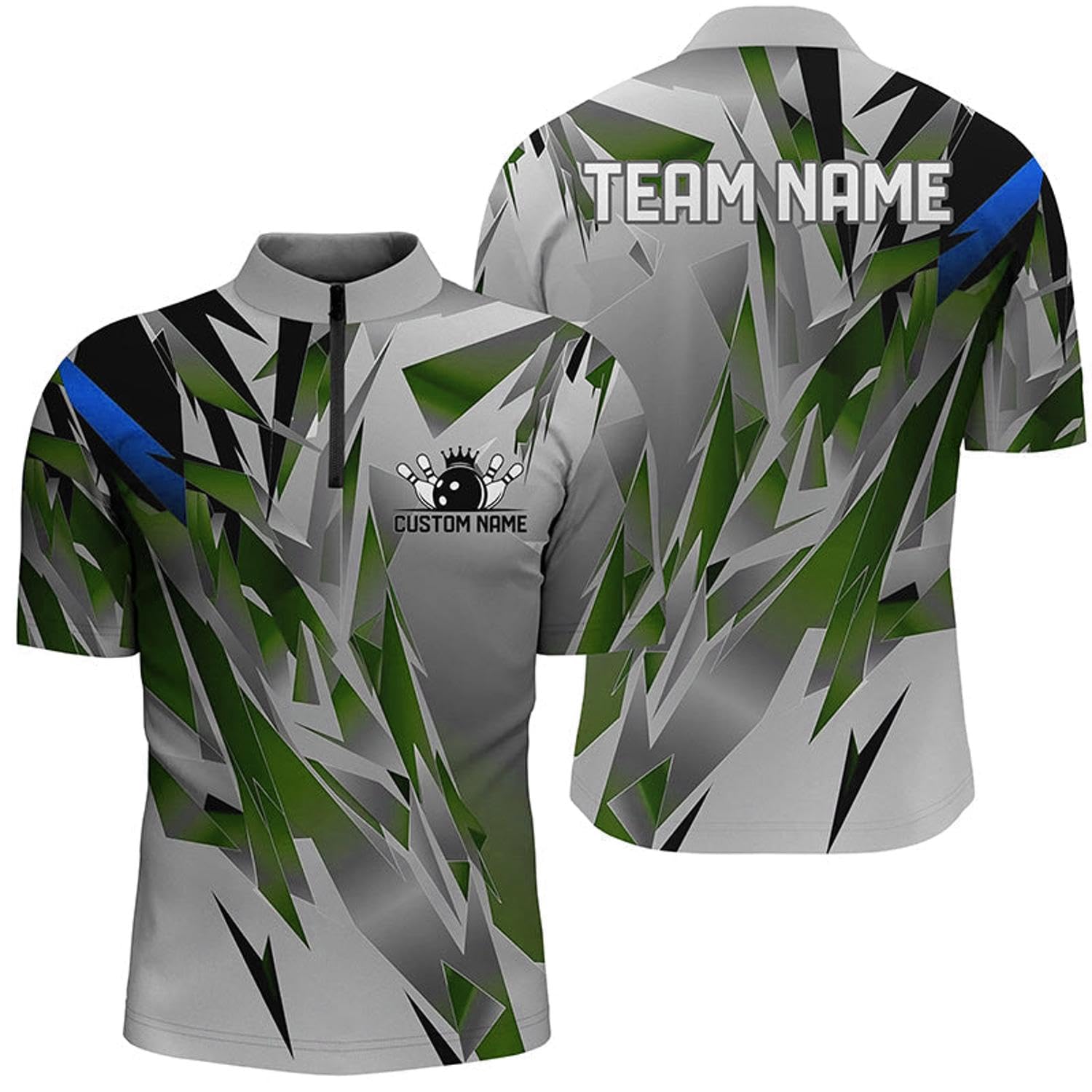 Blue and Gray Custom Name Unisex Bowling Team Shirts Bowling Tournament Jerseys for Bowlers Gift I6188
