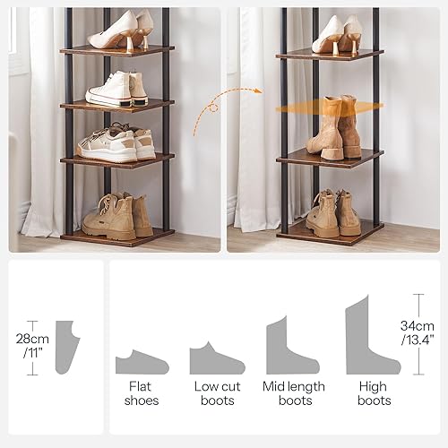 Miniatura 8 de HOOBRO Zapatero vertical, estante estrecho de 6 niveles, organizador de almacenamiento de zapatos para espacios pequeños, 11 pulgadas de largo x 11