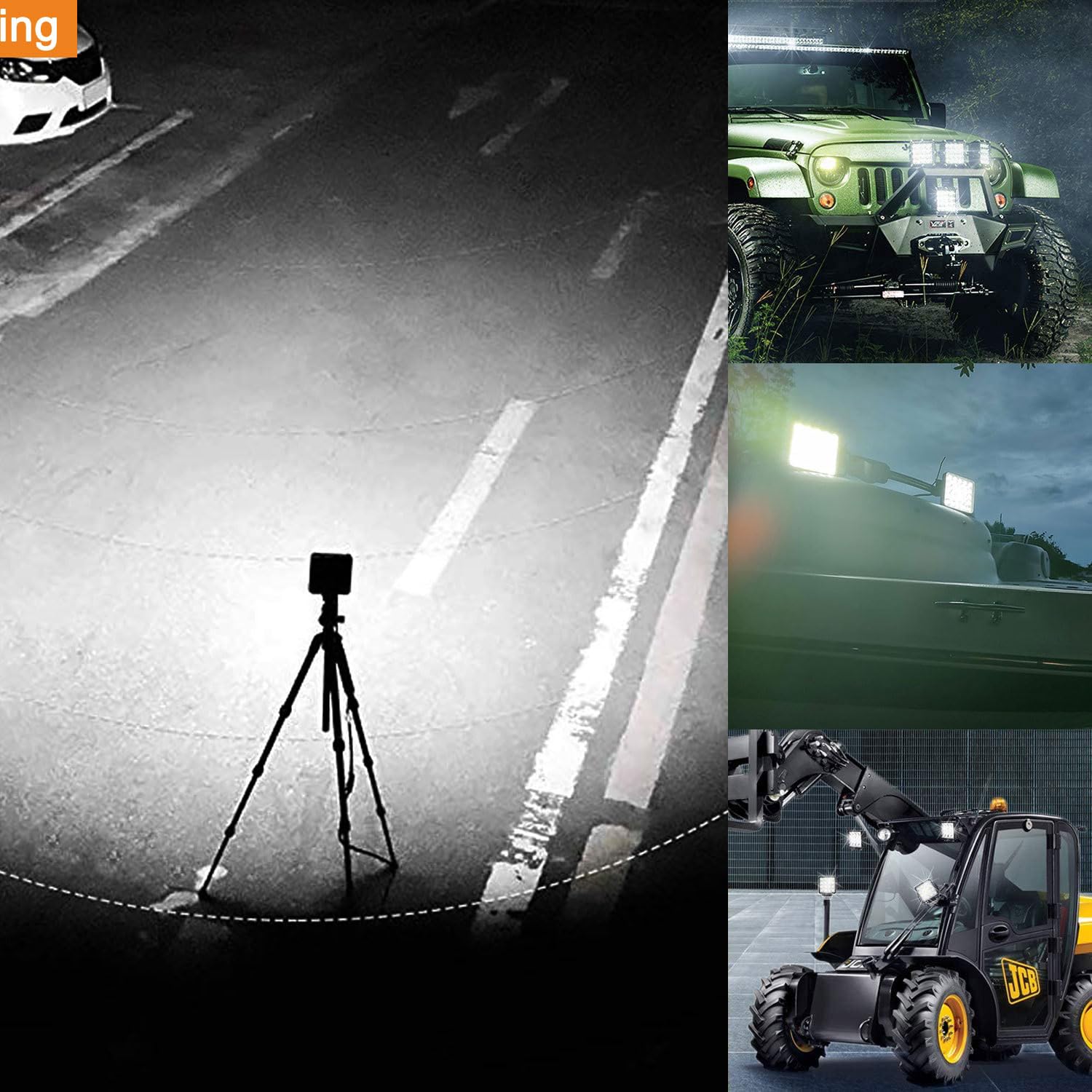 Willpower 1 sztuka reflektor roboczy LED z magnetyczną podstawą, 4 cale, 48 W, przenośny reflektor LED do samochodów, koparek, przyczep, traktorów, ciężarówek, SUV-ów, offroadowych