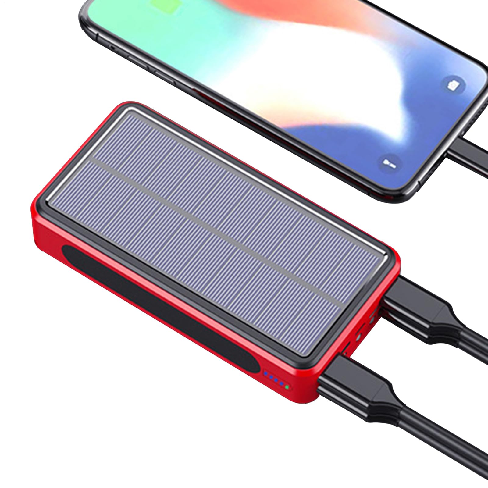 Caricabatterie Solare Cellulare Luce LED Impermeabile 20000 mAh | Caricatore Solare Portatile Power Bank Supporta 4 Dispositivi Elettronici per Campeggio Viaggio Escursionismo Uomini Donne