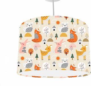 Leo And Cal, Woodland Lampshades For Nursery, Choice of 20cm, 25cm, 30cm, 35cm Diameter, Kids Woodland Bedroom Accessories, Forest Themed Light Shade, Ceiling Lights For Baby Room