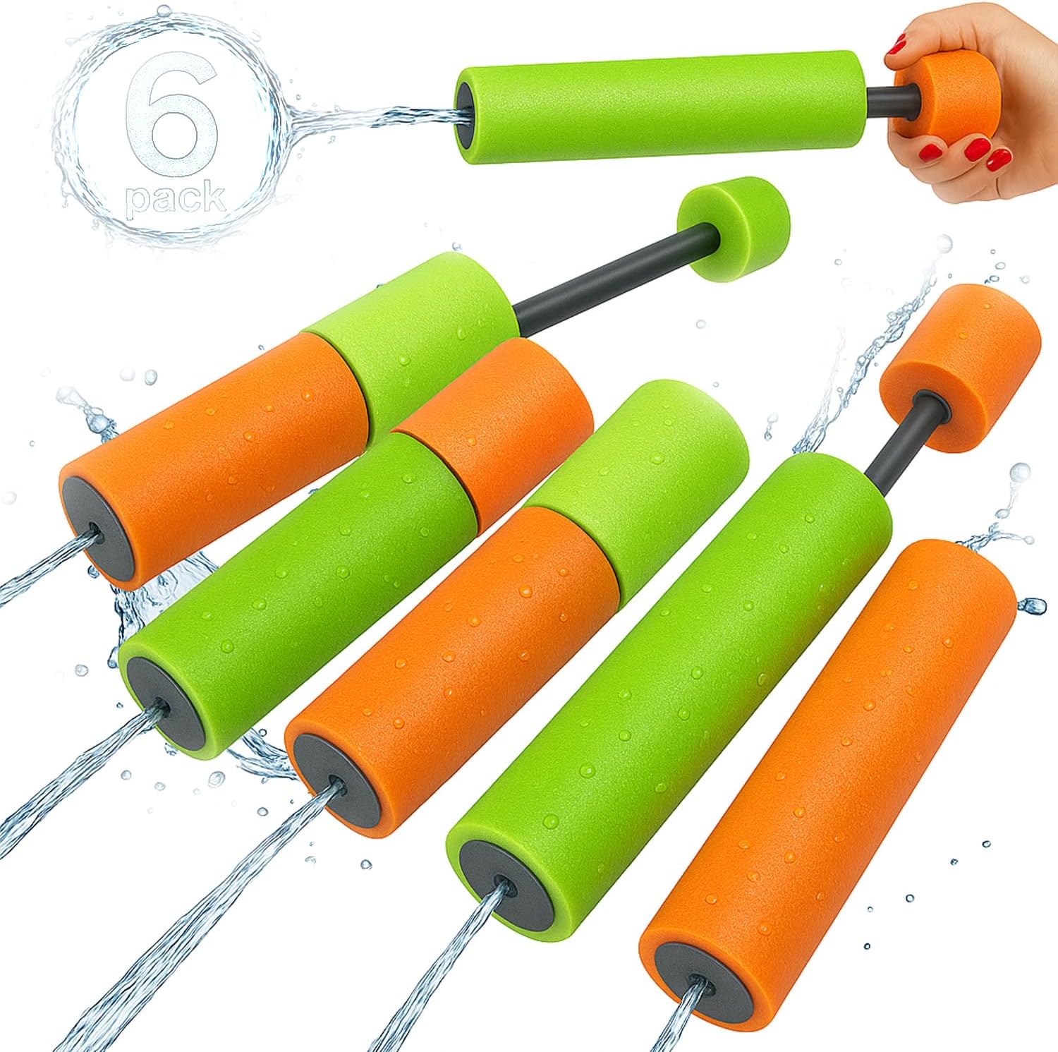 AMERTEER 6Pcs Pistol Shooter for Kids | Squirt Guns Pool Toy Set for Boys & Girls | Beach Water Blaster Guns | Mini Bubble Pull High Pressure | Outdoor Water Gun | Swimming Shooting Toy