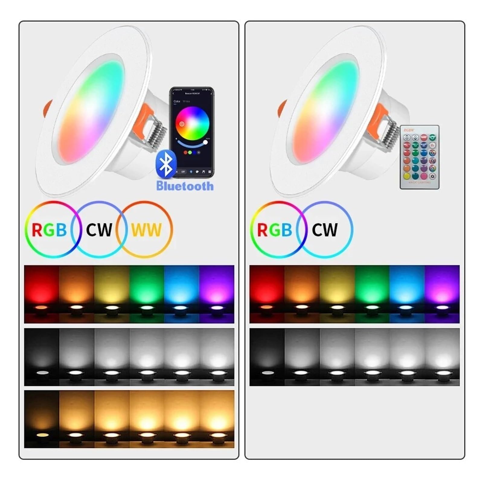 3 Pezzi Tuya Bluetooth Smart Downlight Dimmerabile A Colori Da Pollici Control 10W 85-265v