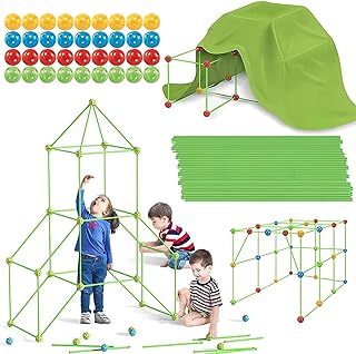 Haoutdory 122pcs Creative DIY Construction Toy, DIY Cave Children's Construction Toy, DIY Fort Construction Toy with Play Tent, Cave Building Children Construction Toy for Girls Boys