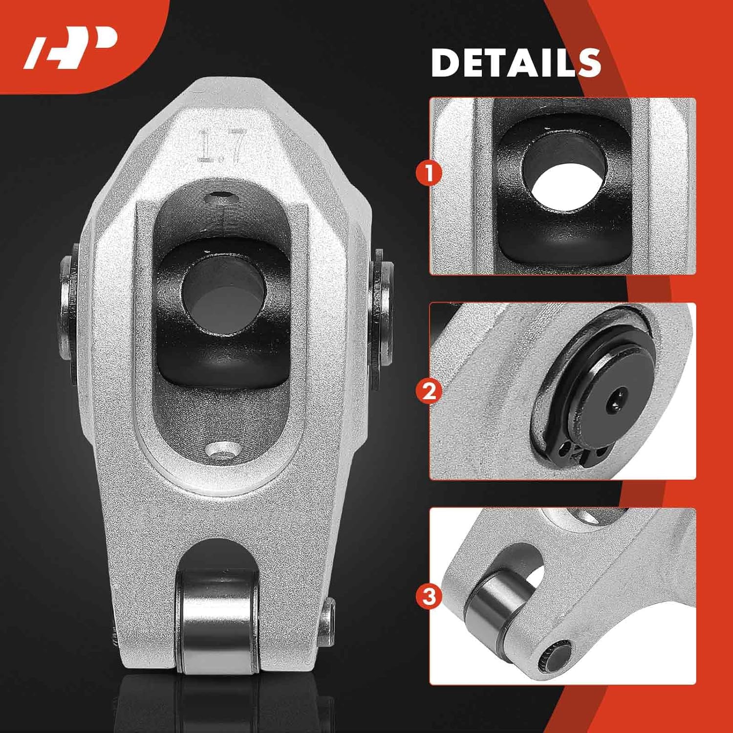 A-Premium 16Pcs Aluminum Engine Roller Rocker Arms with Needle Bearings Compatible with GM LS3/L92, 1.7 Ratio, 3/8" Studs