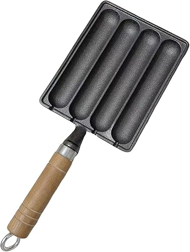 Ollas de salchichas a la parrilla, sartenes de salchicha de hierro fundido, sartén de cocción de salchichas con diseño de brocheta múltiple,