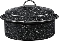 Granite Ware 3Lb Covered Round Roaster 8.7-Inch Speckled Black Enamel Steel - Dishwasher Safe, PFOA-Free, Even Heat for Poultry, Meats, Veggies
