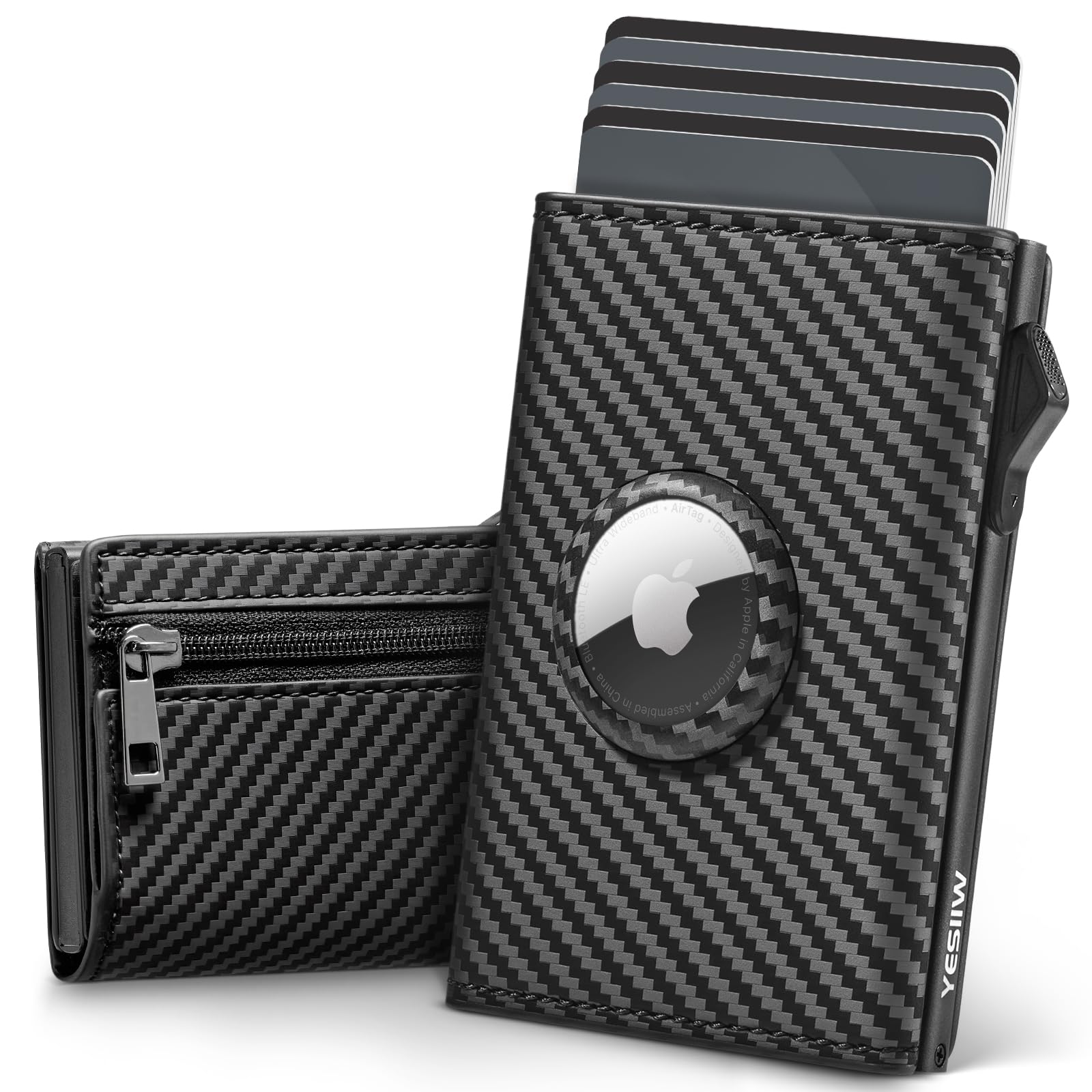 YESIIW Airtag Wallet, Kaartenetui Voor Heren, Met Muntenvak En RFID Bescherming Portemonnee Smart Wallet 10 Kaarten Klein Airtag Vak Bruin Slanke Portefeuilles 1220800170