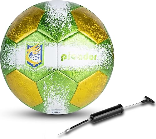 Miniatura 13 de PP PICADOR Balones de fútbol tamaño 4, pelota de fútbol de cuero láser para entrenamiento deportivo y juego de partidos, juego de bolas de fútbol