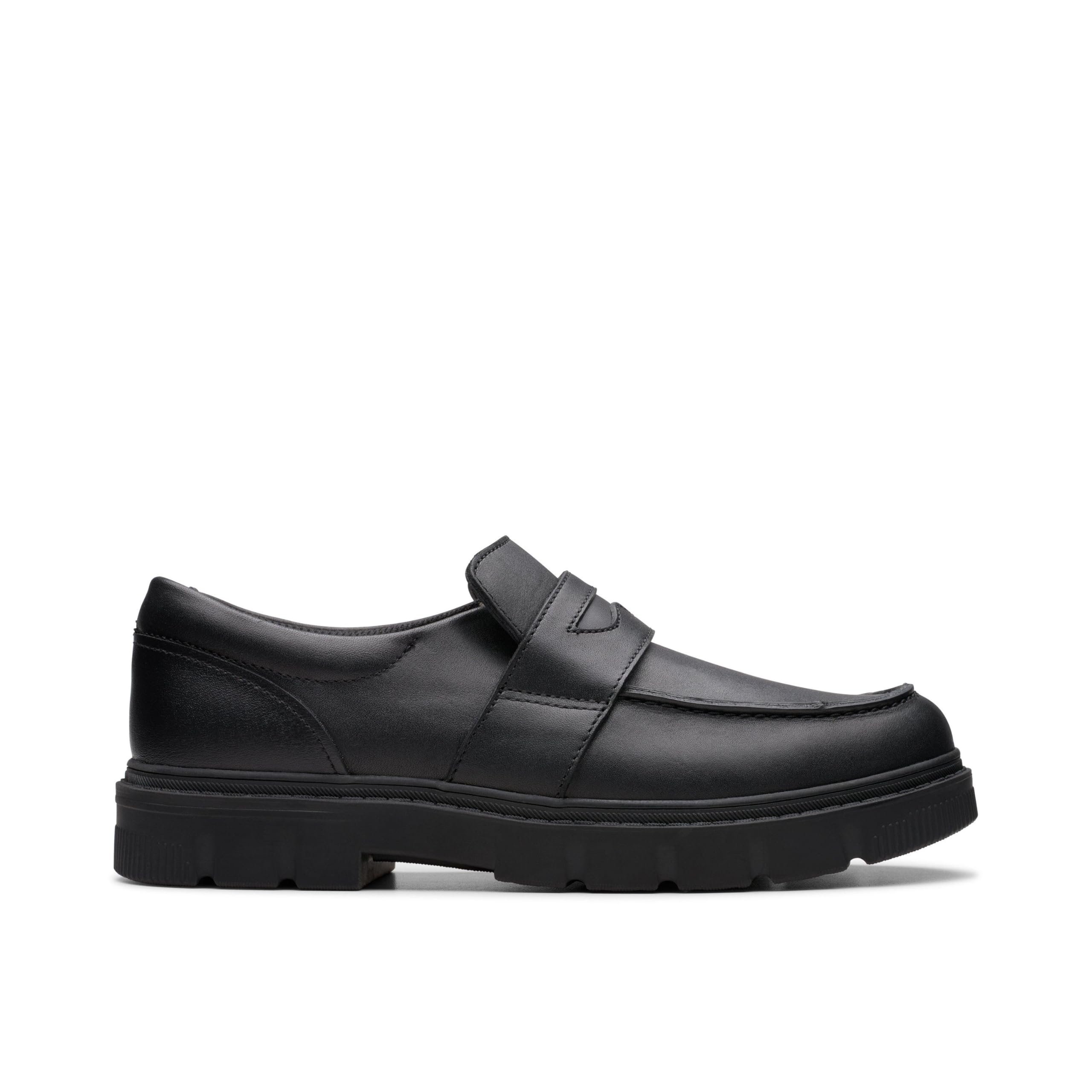 Clarks LorcamCraft Y Childrens Black Leather, 5