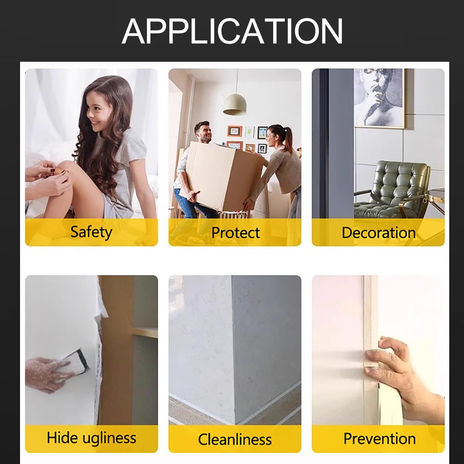 Protectores de esquinas en forma de L, Tira protectora de borde esquina plástico transparente autoadhesiva, varios tamaños(4x270cm)