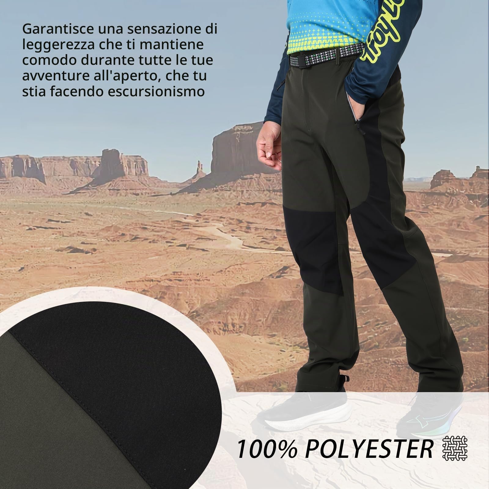 BWBIKE Pantaloni da Trekking da Uomo Pantaloni da Lavoro Leggeri da Esterno Pantaloni Cargo Elasticizzati Resistenti all'Acqua Pantaloni da Pesca da Campeggio Sportivi da Uomo