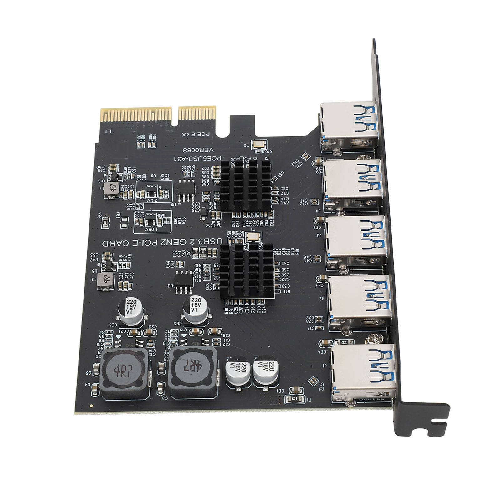 Garsent Scheda di Espansione USB 3.2 Gen 2 Scheda Adattatore PCIe 4X A 5 Porte 10 Gbps Tipo A per 7 10 11, Chip ASM3142, Trasferimento Dati Veloce